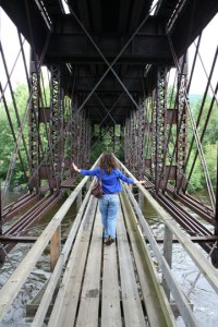 Amy on Bridge Hittin' the Road