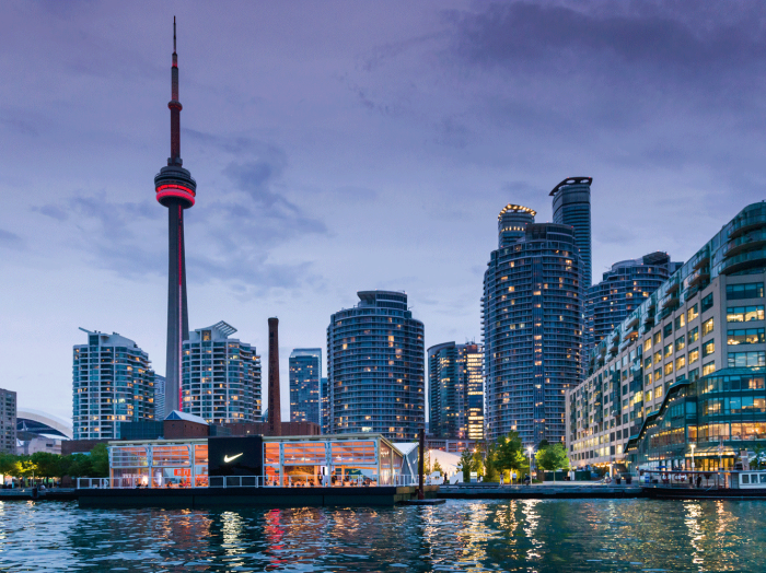 The Crystal Coliseum, Nike’s floating barge/workout studio on Lake Ontario. Photo courtesy of Nike. 